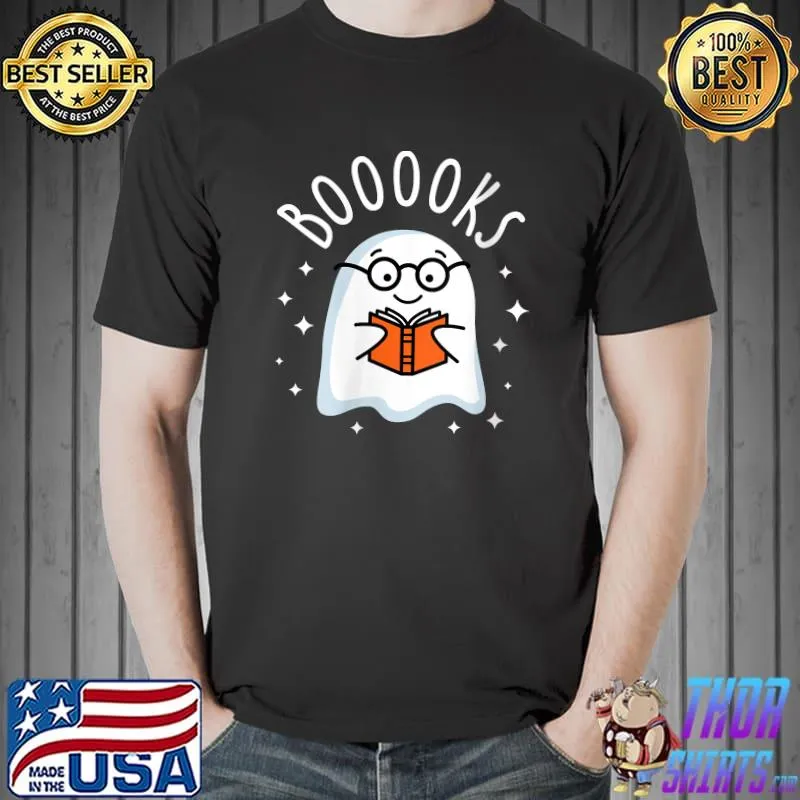 Cute Ghost Reading Books Booooks Teacher Halloween Costume T-Shirt