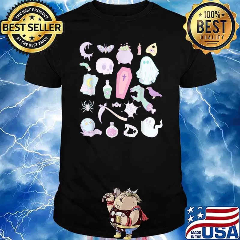 Cute Halloween Pastel Kawaii Goth Items Moon Coffin Tarot T-Shirt
