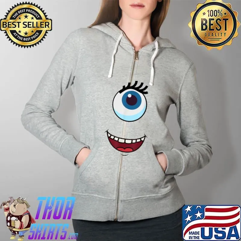 Cute One-Eyed Monster Face Easy Halloween Costume T-Shirt Full Zip Hooded
