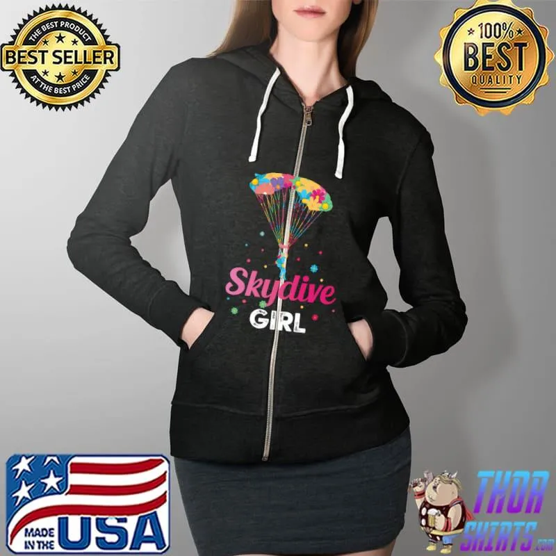 Cute Skydiving Tee Floral - For Retro Skydiver Lover T-Shirt Full Zip Hooded