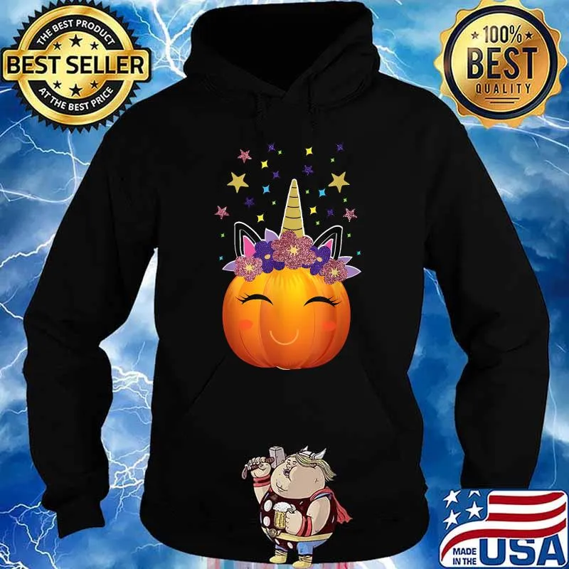 Cute Unicorn Pumpkin shirt for women Halloween Thanksgiving T-Shirt Hoodie