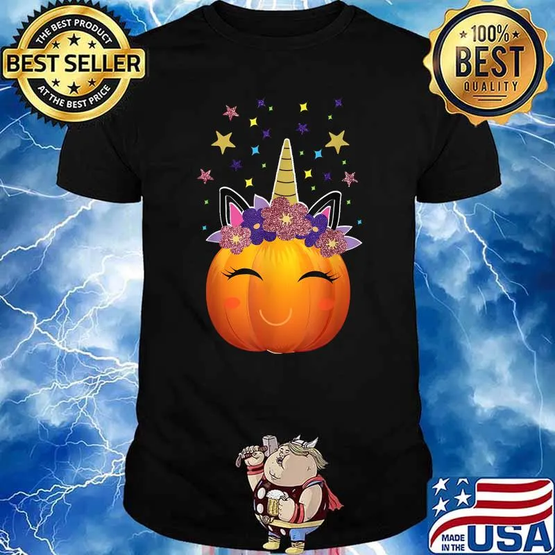 Cute Unicorn Pumpkin shirt for women Halloween Thanksgiving T-Shirt