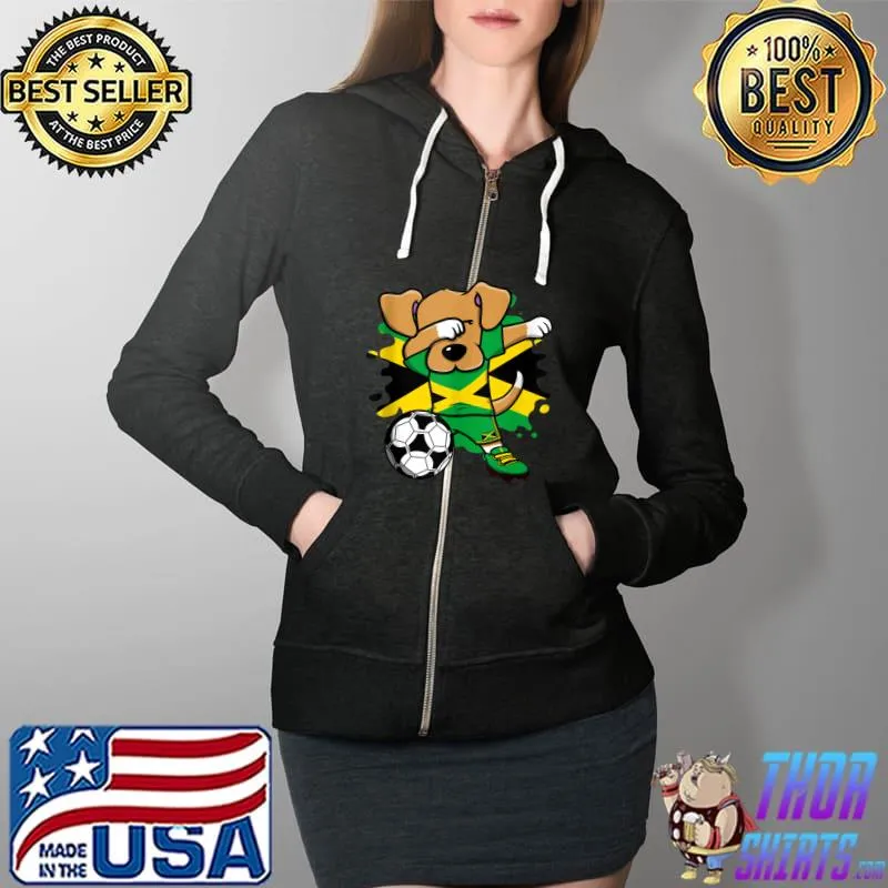 Dabbing Dog Jamaica Soccer Fans Jersey Jamaican Football T-s Full Zip Hooded