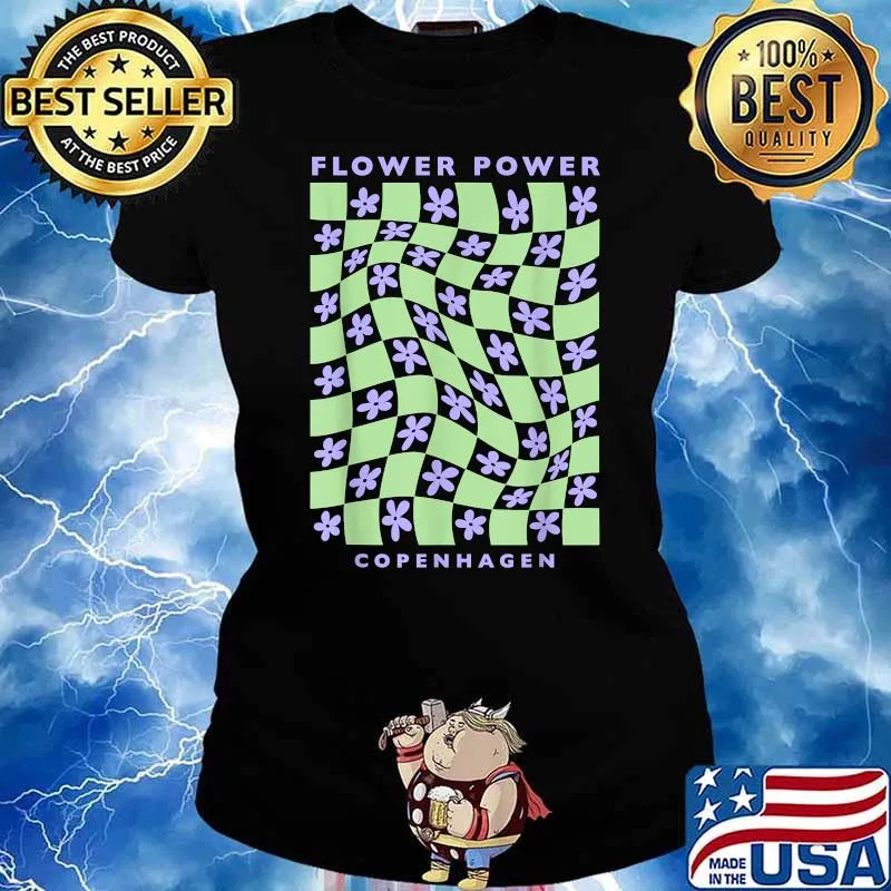 Danish Pastel Aesthetic Flower Power Copenhagen Market Green T-Shirt Ladies tee