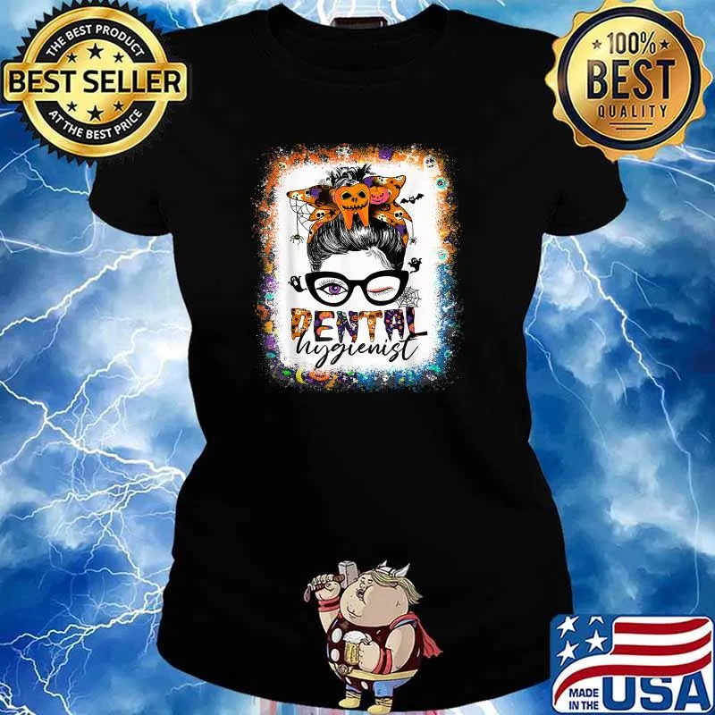 Dental Hygienist Messy Bun Halloween Costume Dental T-Shirt Ladies tee