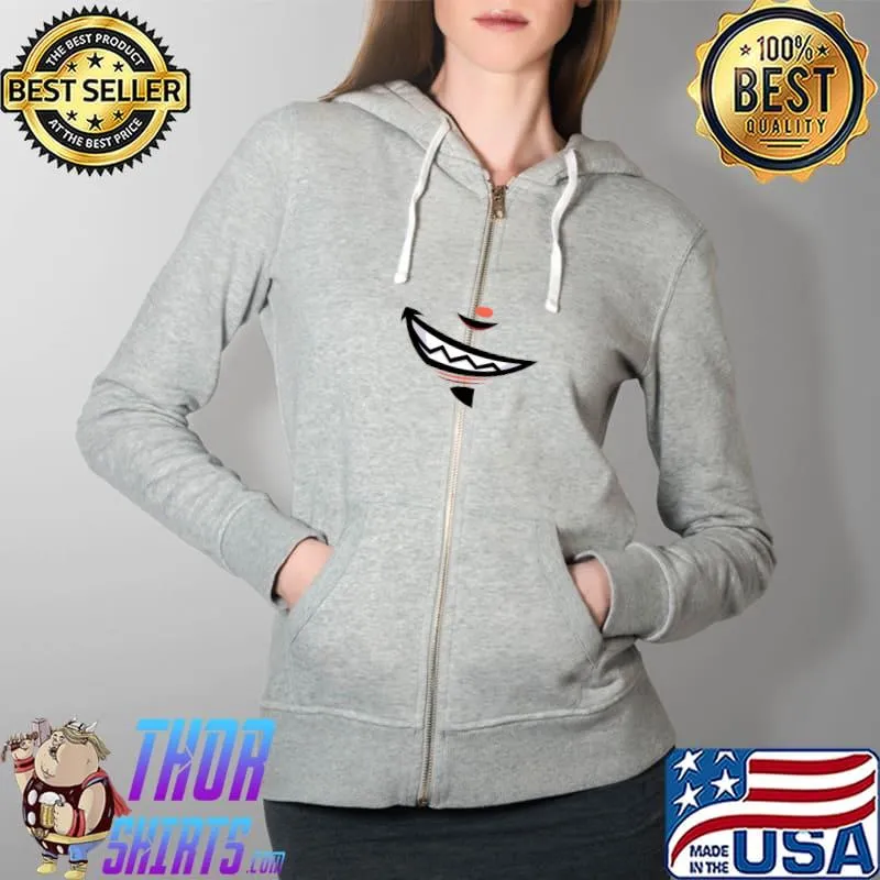 Devil Grin Cartoon Mouth John Shirt Full Zip Hooded