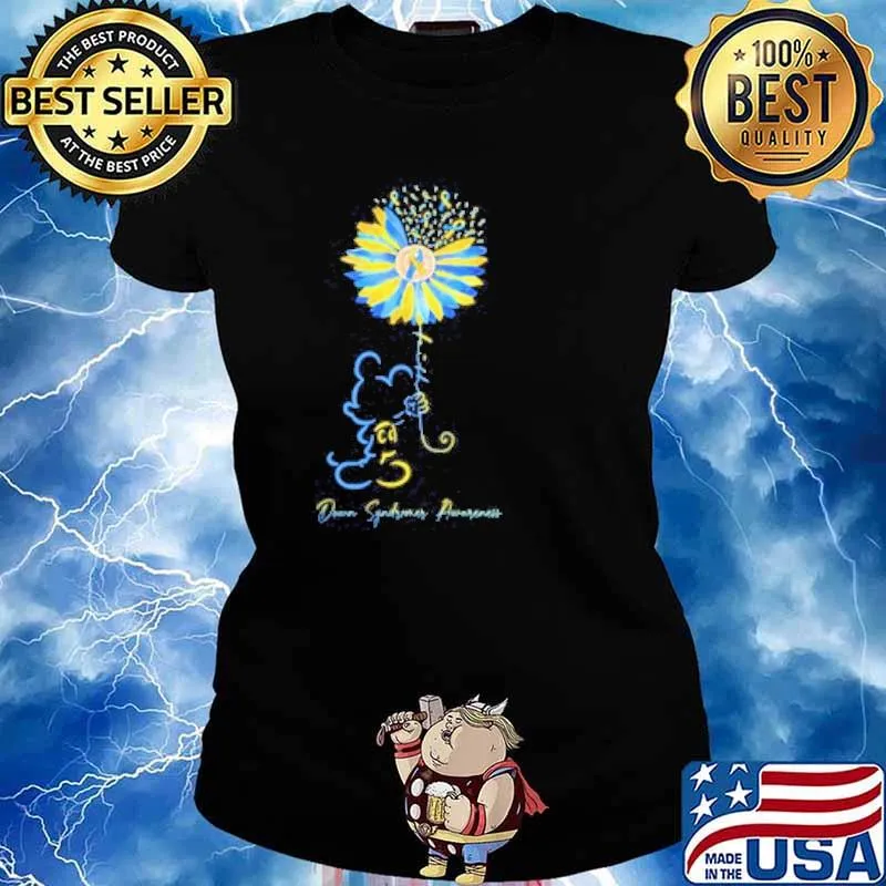 Down Syndrome Awareness Sunflower mickey mouse s Ladies tee