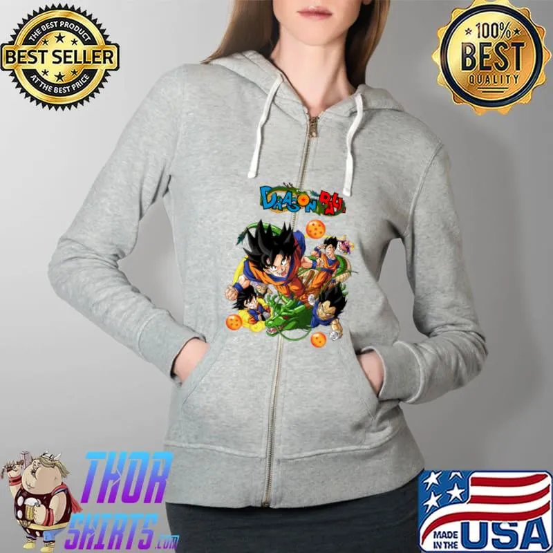 Dragon ball Goku and Shenron T-Shirt Full Zip Hooded