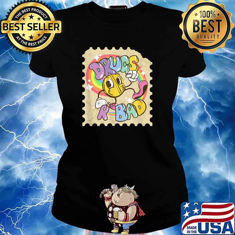Drugs Are Bad Rave Cardboard Retro T-Shirt Ladies tee