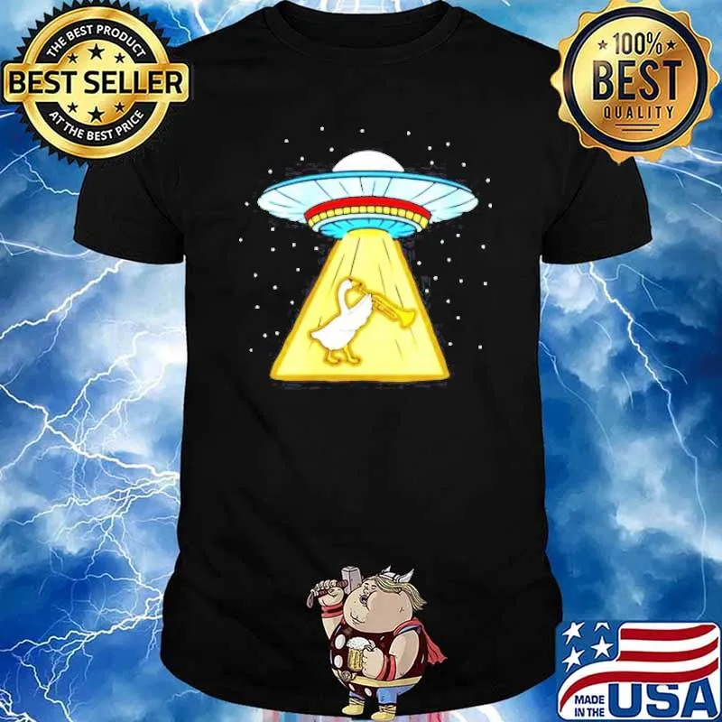 Duck Playing Trumpet Ufo Abduction shirt