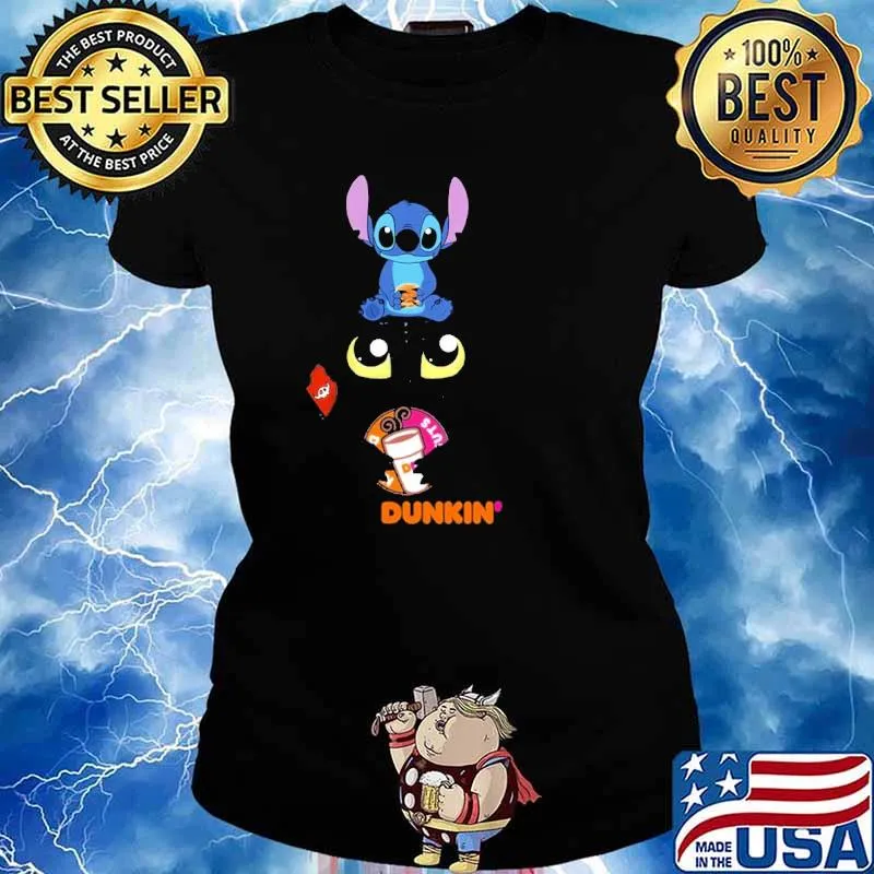 Dunkin Lilo And Stitch How to Train Your Dragon Disney Shirt Ladies tee