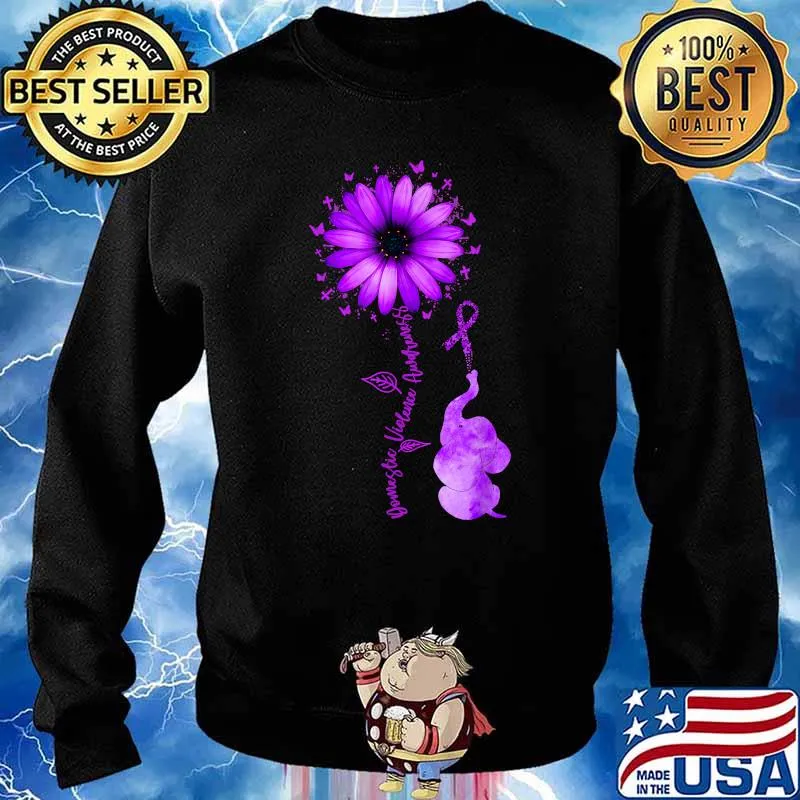 Elephants Domestic Violence Awareness Purple Sunflower T-Shirt Sweater