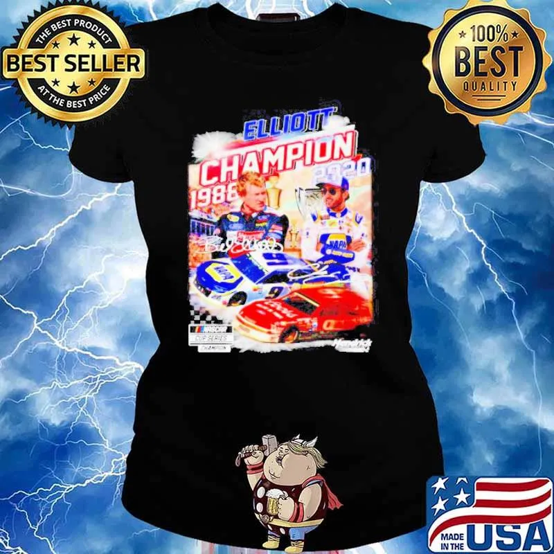 Elliott Nascar Cup Series Champion 1988-2020 signature s Ladies tee