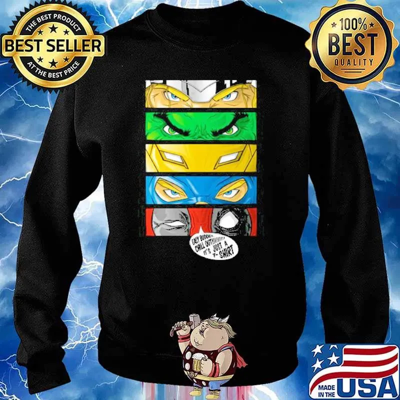 Eyes of Heroes features Thor Hulk Iron Man Captain America and Deadpool its Just a s Sweater