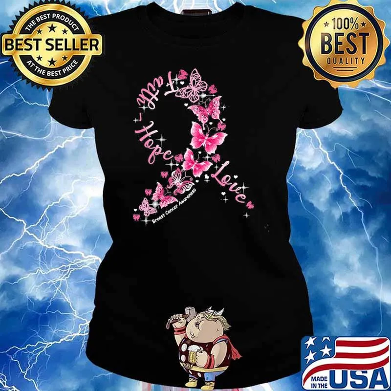 Faith Hope Love Multiple Svlerosis Awareness Butterflies Shirt Ladies tee