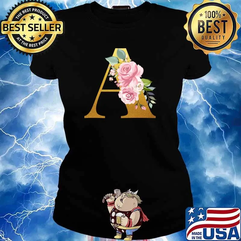 Floral Monogram Floral Letter A T-Shirt Ladies tee