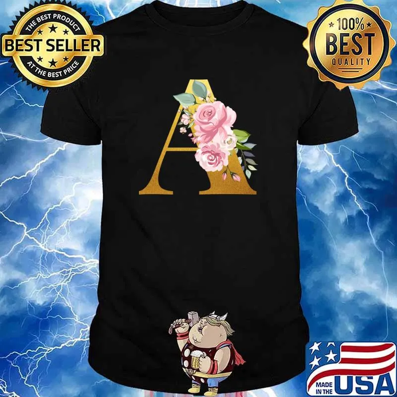 Floral Monogram Floral Letter A T-Shirt