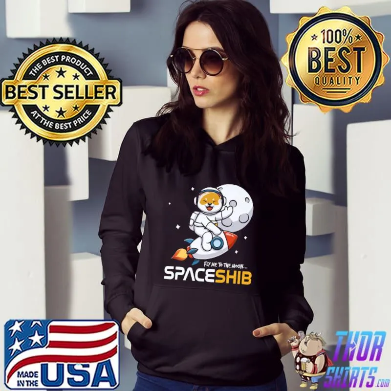 Fly Me To The Moon Spaceshib Shib Coin Dogecoin Shiba Inu Premium T-Shirt Hoodie