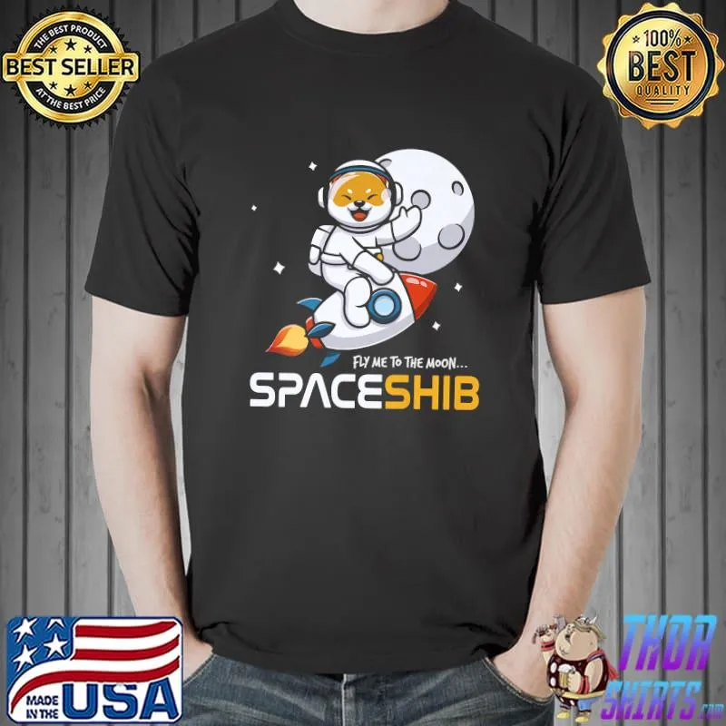 Fly Me To The Moon Spaceshib Shib Coin Dogecoin Shiba Inu Premium T-Shirt