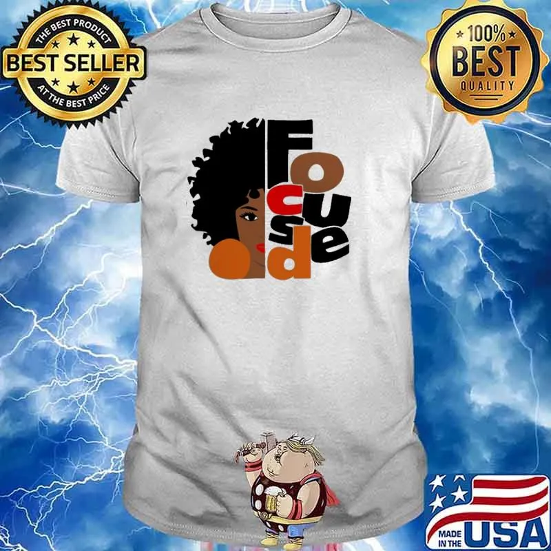 Focused The Curly Haired Girl With Orange Earrings Shirt