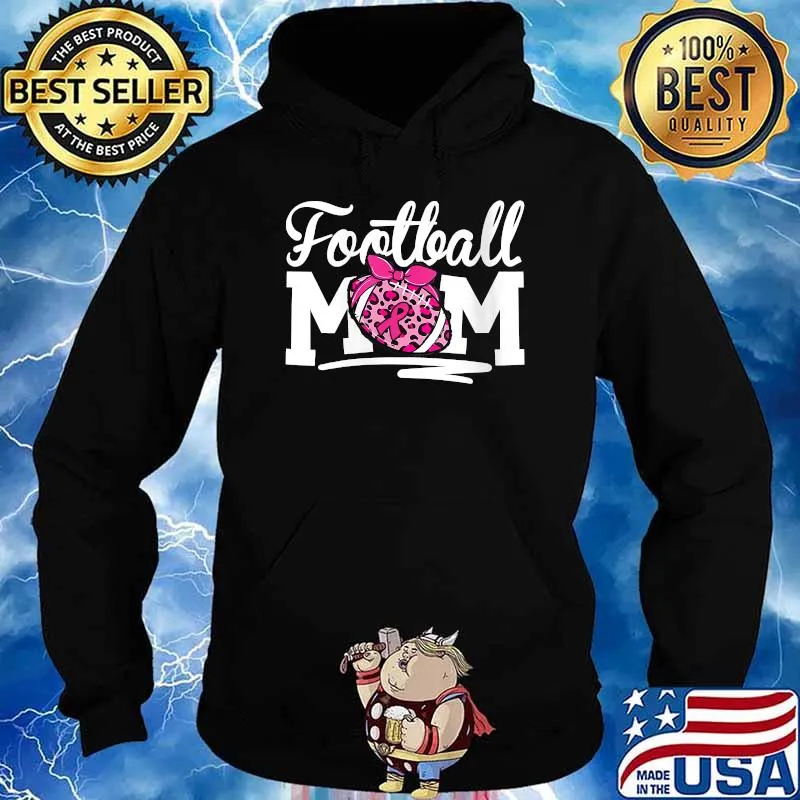 Football Mom Breast Cancer Awareness Pink Ribbon Leopard T-Shirt Hoodie