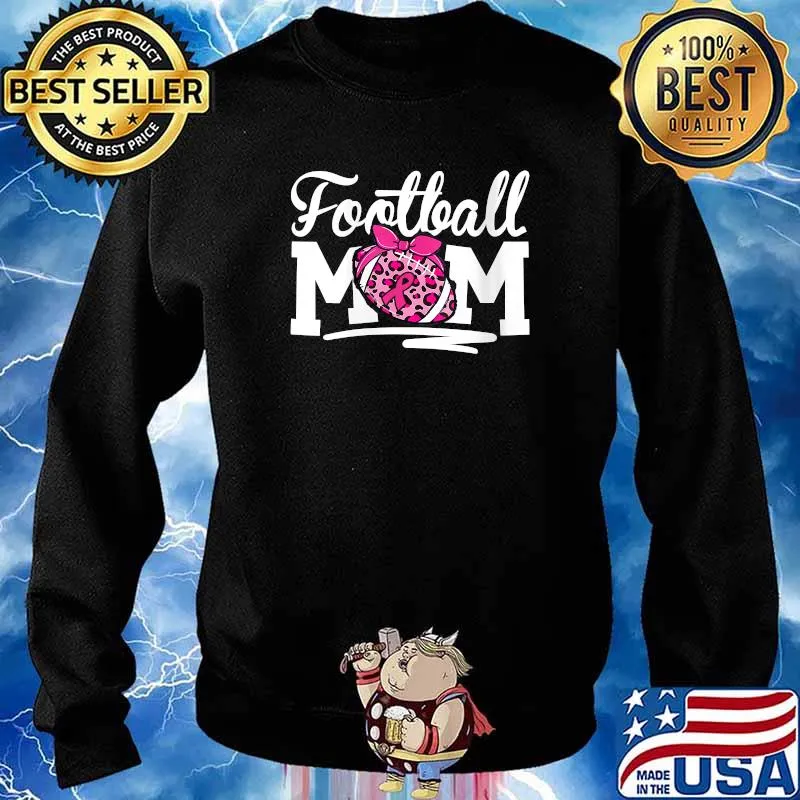 Football Mom Breast Cancer Awareness Pink Ribbon Leopard T-Shirt Sweater