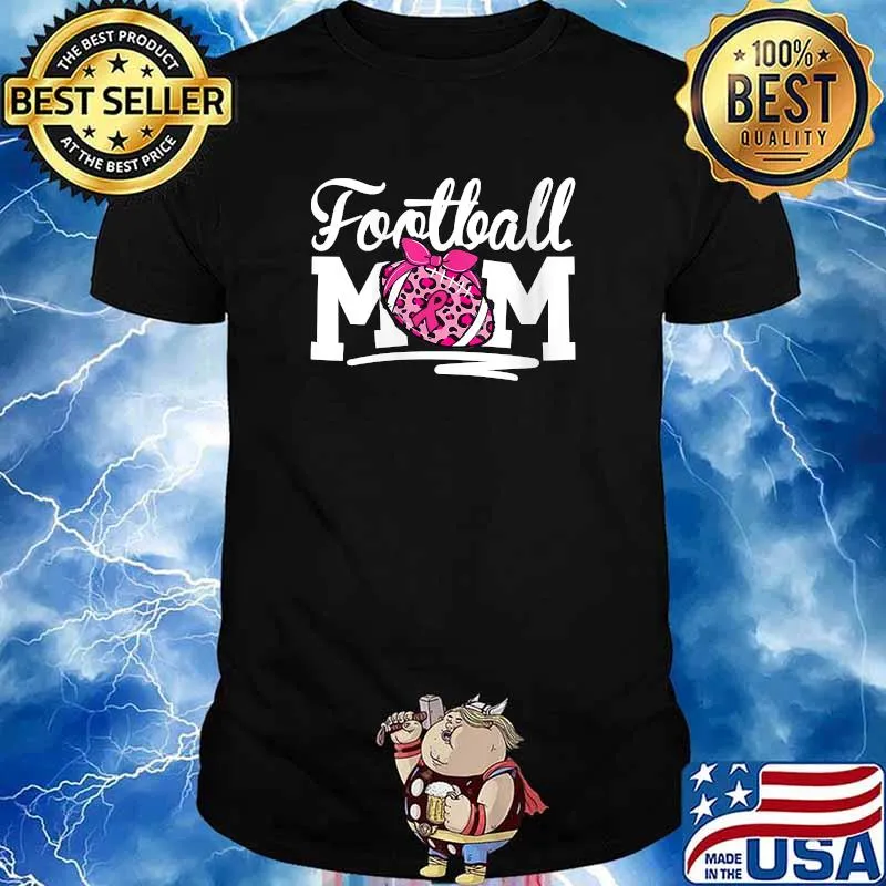 Football Mom Breast Cancer Awareness Pink Ribbon Leopard T-Shirt