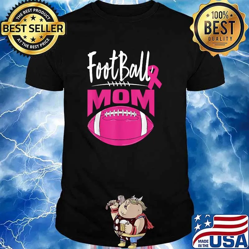 Football Mom Breast Cancer Awareness Pink Ribbon T-Shirt