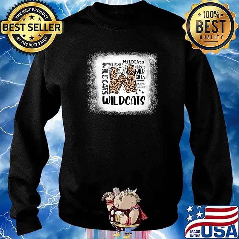 Football Wildcats School Sports Fan Team Spirit Typography Leopard T-Shirt Sweater
