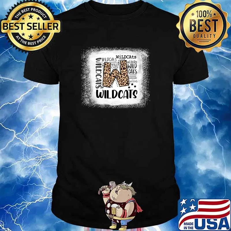 Football Wildcats School Sports Fan Team Spirit Typography Leopard T-Shirt