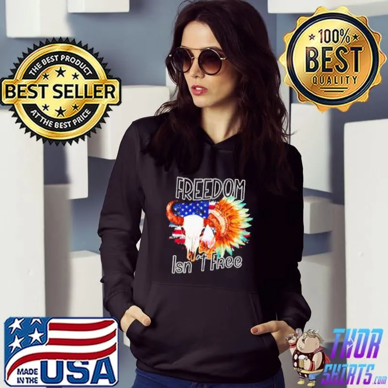 Freedom isnt free head buffalo native american usa flag s Hoodie