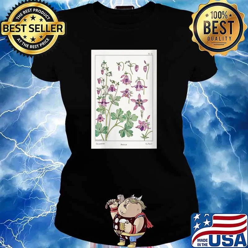 French Nouveau Art Columbine Plant Maurice Pillard Verneuil T-Shirt Ladies tee