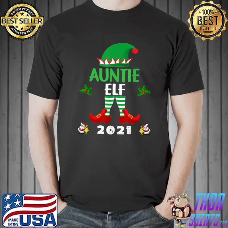 Funny Elf Family And Auntie Christmas Holiday Group Pajama T-Shirt