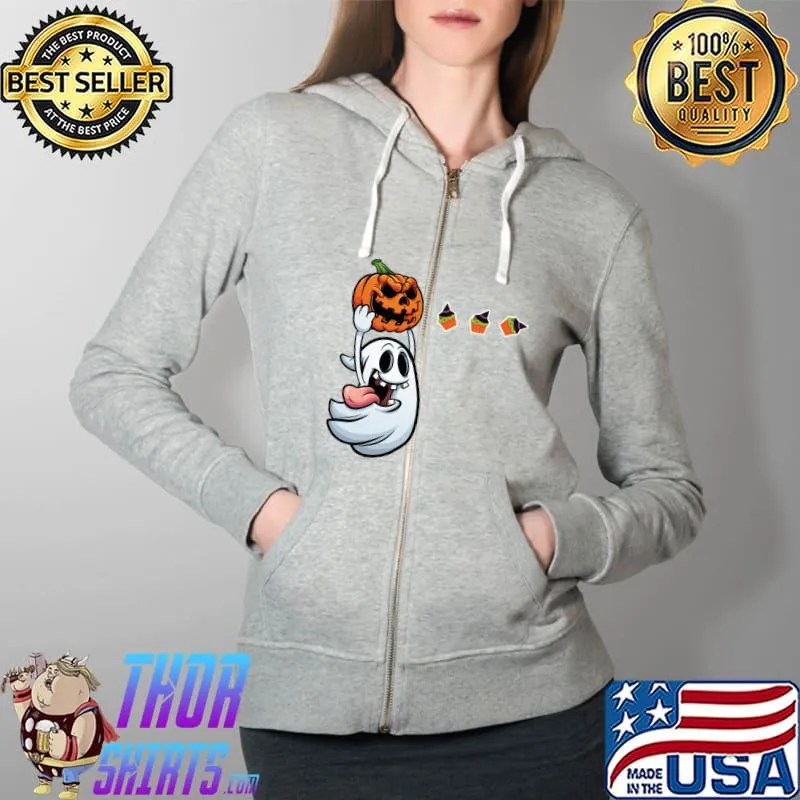 Funny Halloween Pumpkin Jack O Lantern Eating Candy Corn Classic T-Shirt Full Zip Hooded