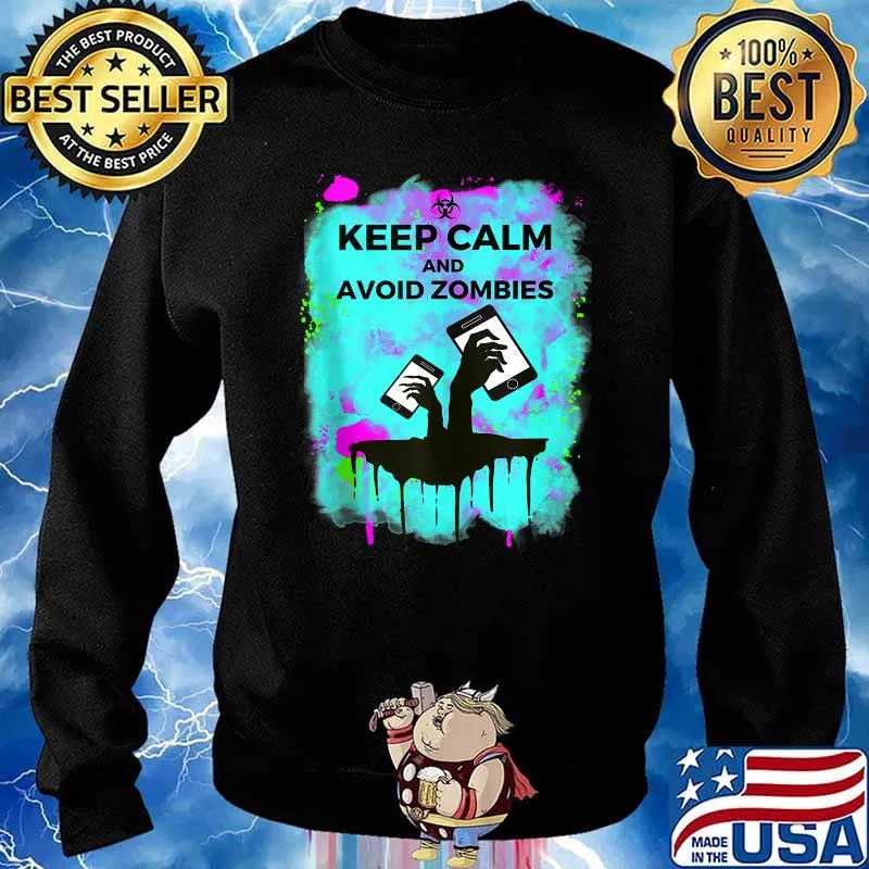 Funny Keep Calm and Avoid Zombies Tech Zombi Apocalypse T-s Sweater