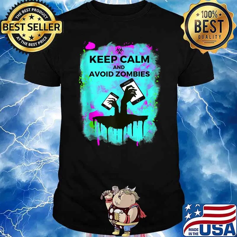 Funny Keep Calm and Avoid Zombies Tech Zombi Apocalypse T-shirt