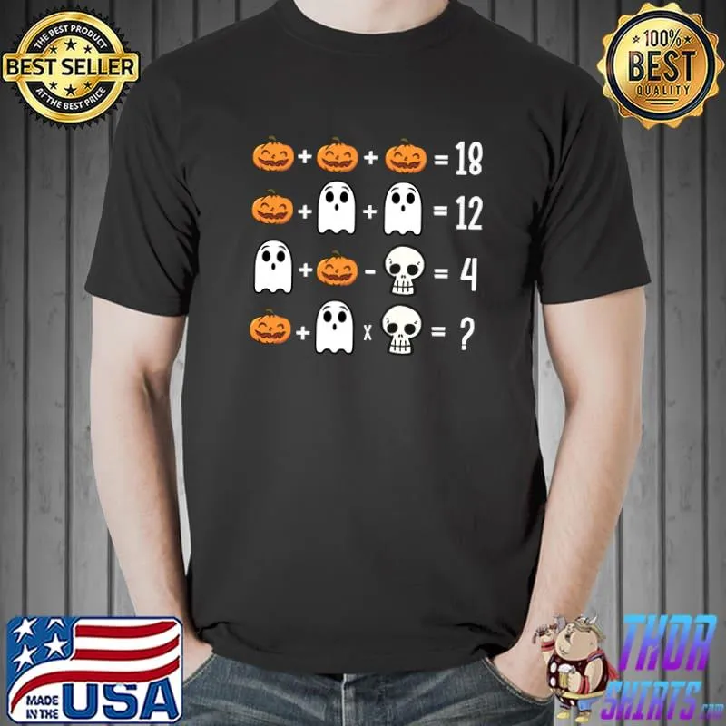 Funny Math Order of Operations Quiz Spooky Pumpkin T-Shirt Unisex