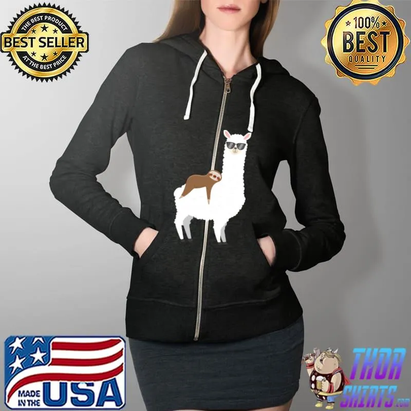 Funny Sloth Sleeping On Llama Alpaca Cute Animal Lover T-s Full Zip Hooded