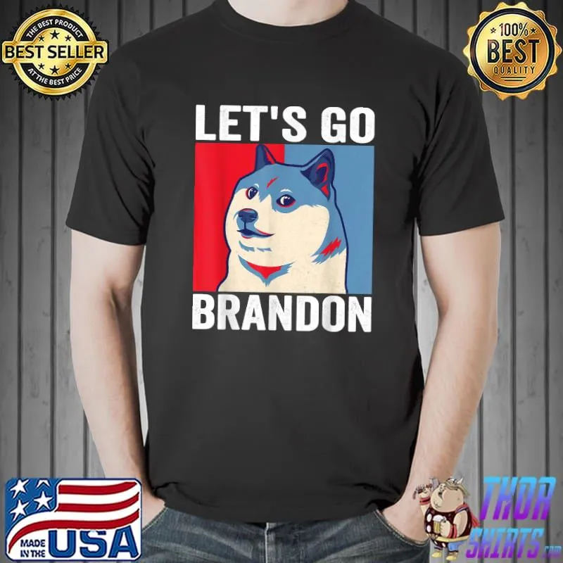 Funny Vintage Shiba Inu Dog Let's Go Brandon Meme T-Shirt Unisex