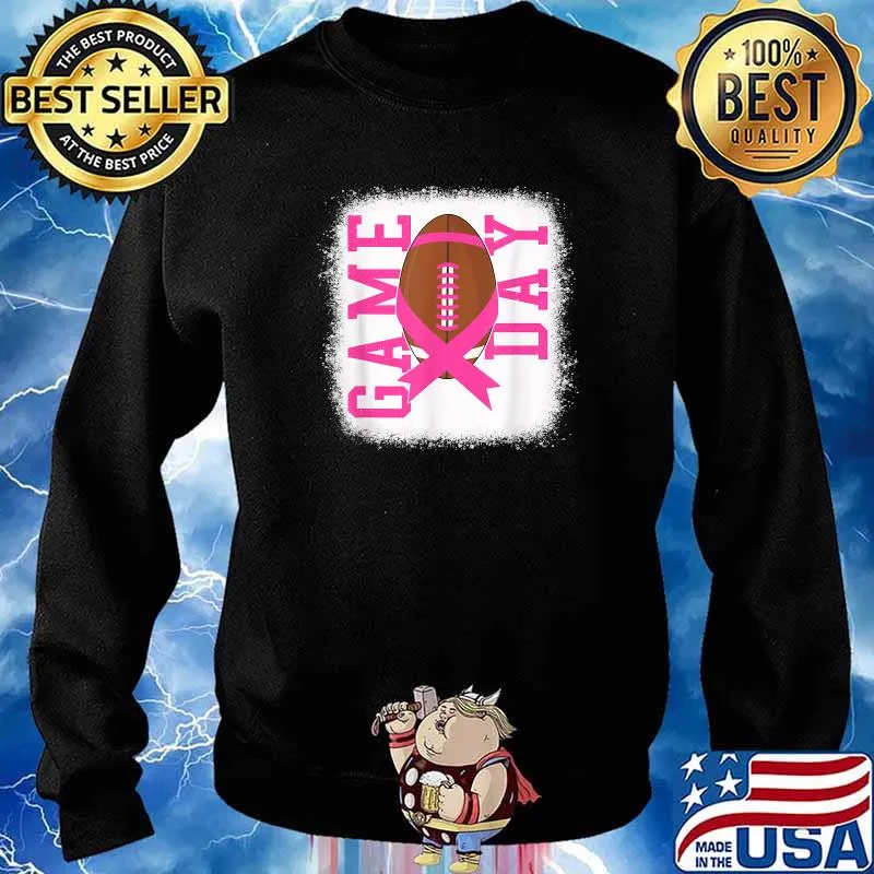 Game Day Breast Cancer Awareness Pink Football T-Shirt Sweater