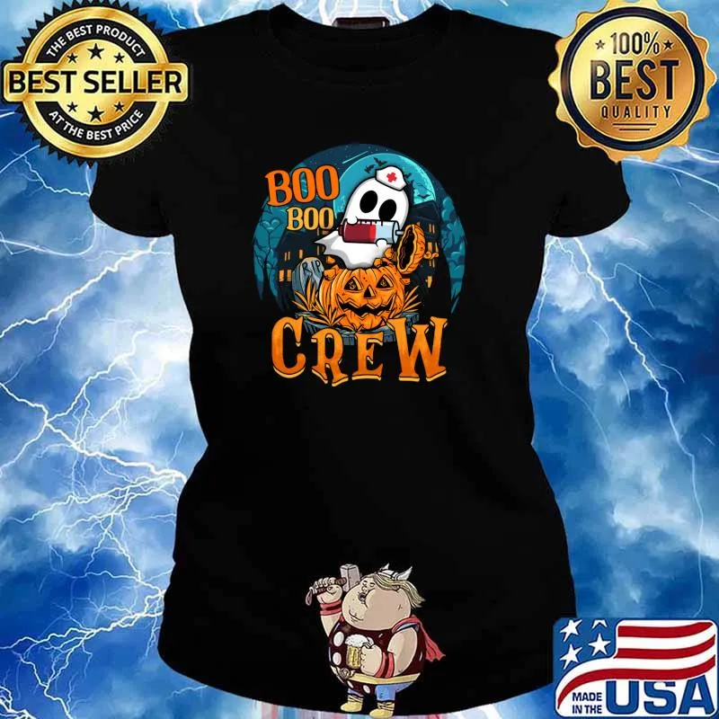 Ghost Nurse Boo Boo Crew Happy Halloween Funny Pumpkin T-Shirt Ladies tee