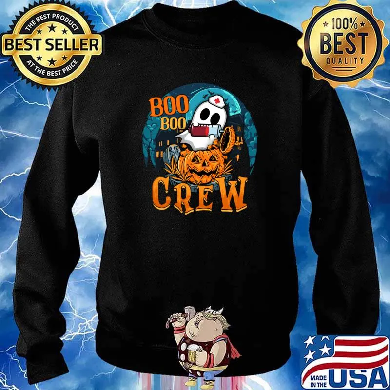 Ghost Nurse Boo Boo Crew Happy Halloween Funny Pumpkin T-Shirt Sweater
