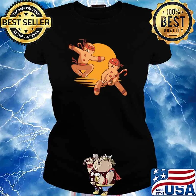 Gingerbread Ninja Christmas Cookie Gingerbread T-Shirt Ladies tee