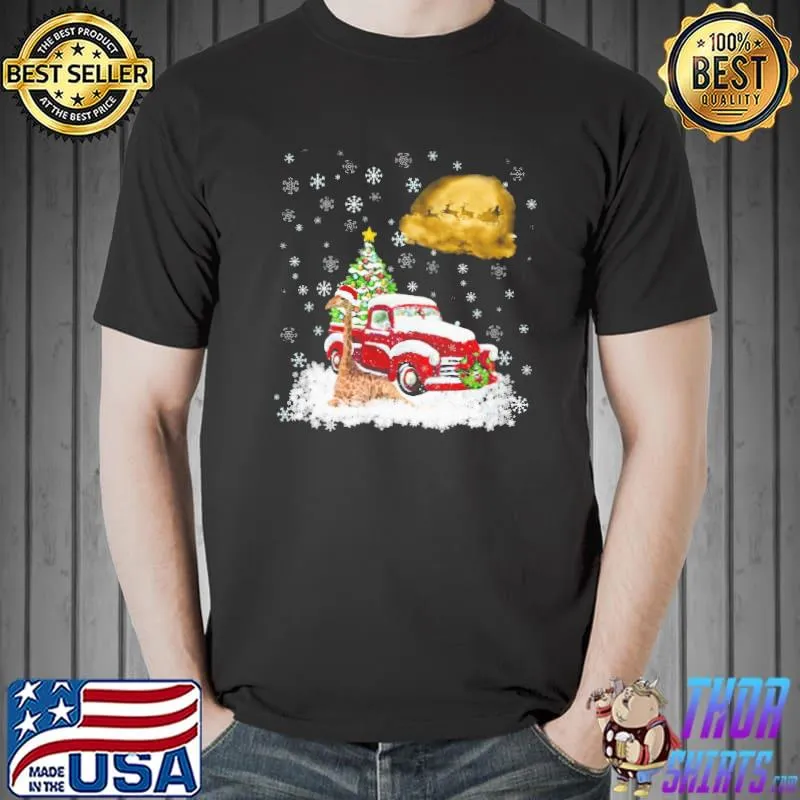 Giraffe Red Car In The Snow For Giraffe Lover Christmas Tree Shirt Unisex