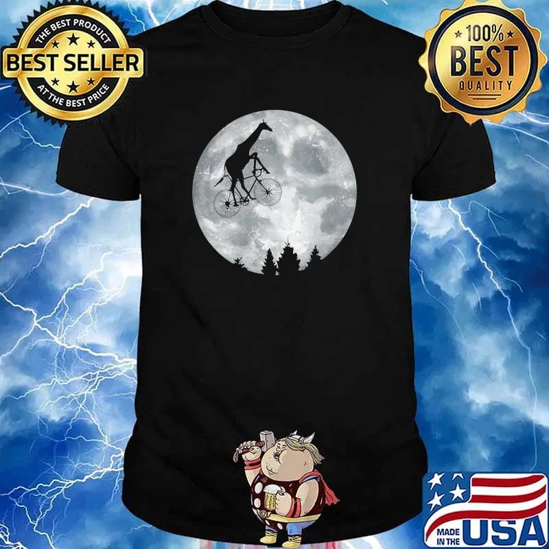 GIRAFFE Riding Moon Bike Halloween Lunar Cycling Cyclist T-Shirt