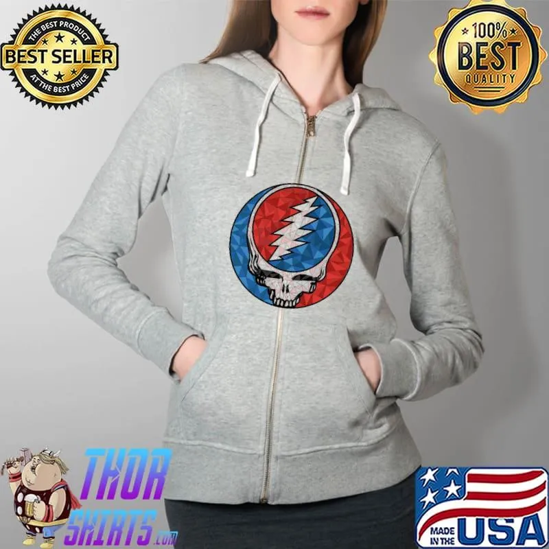 Grateful Dead Coloful Fractal Steal Your Face T-Shirt Full Zip Hooded