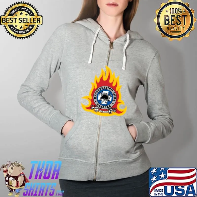 Greek Fire Department Logo Classic T-Shirt Full Zip Hooded