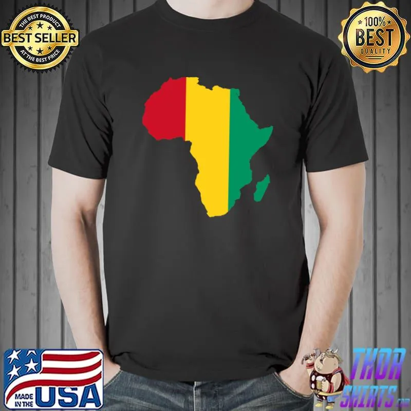 Guinea Flag Africa Continent Silhouette Gift for Guineans T-s Unisex