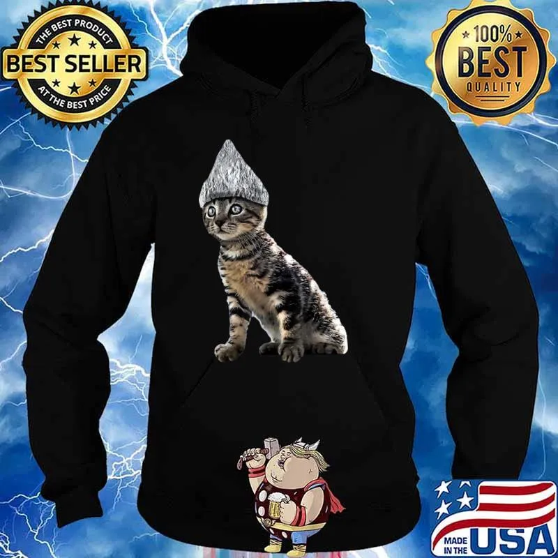 Halloween Cat Tin Foil Hat Shirt Hoodie
