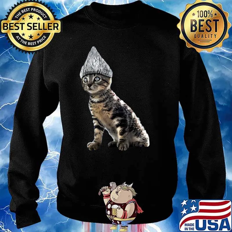 Halloween Cat Tin Foil Hat Shirt Sweater
